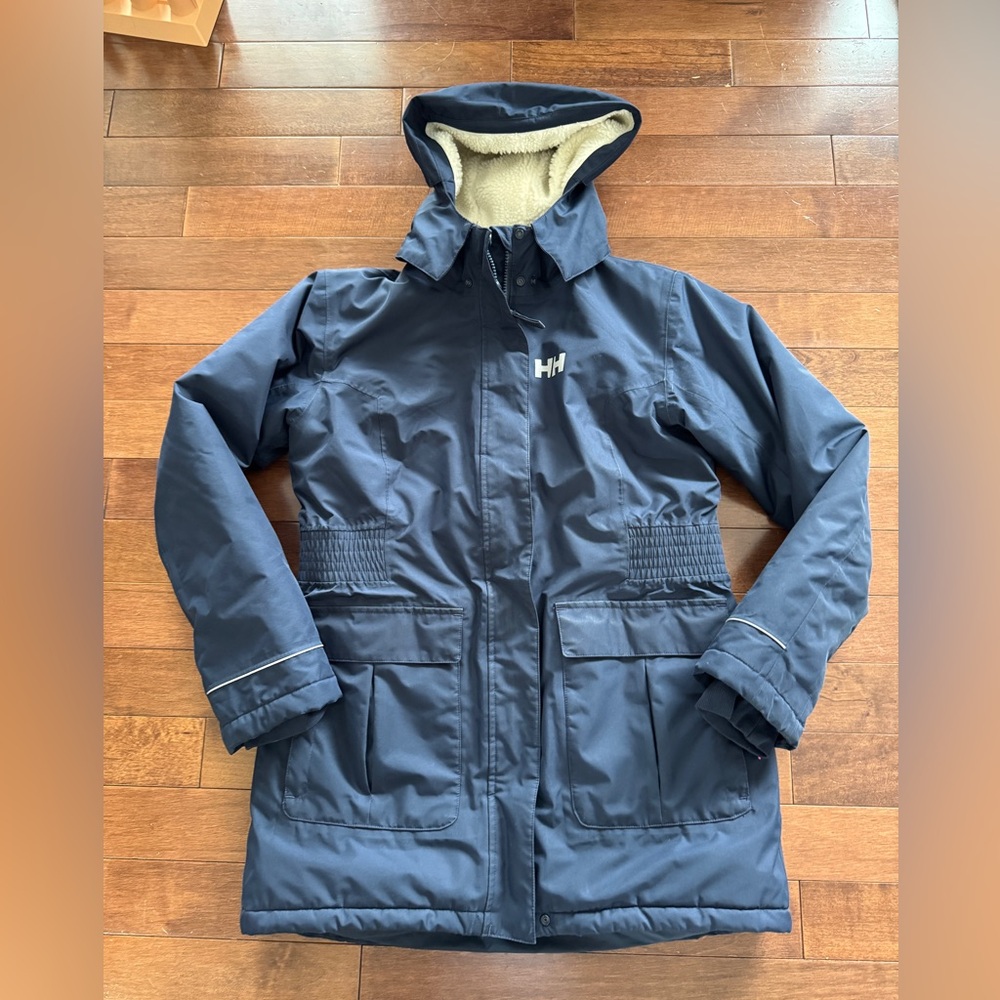 Helly Hansen Juniors / Kids Long Insulated Waterproof Parka Jacket Navy, Size 16